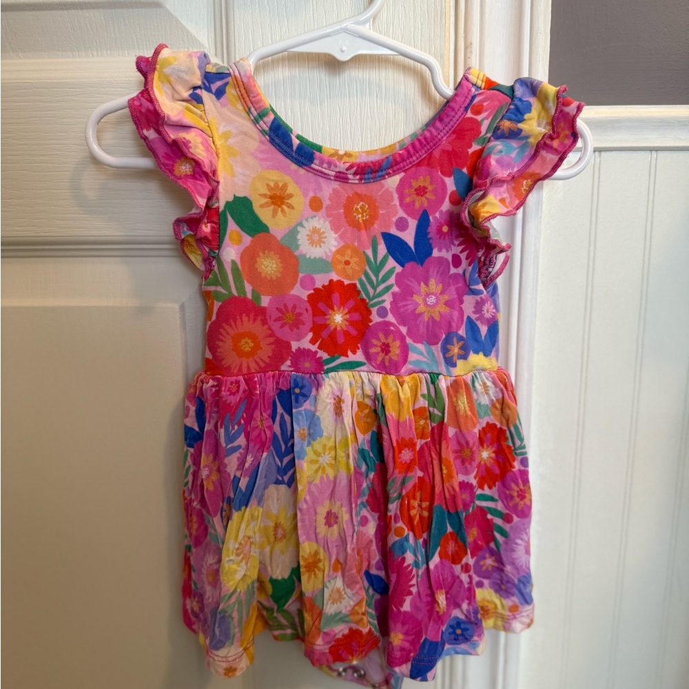 Little Sleepies Rainbow Blooms Flutter Twirl Dress with Bodysuit
